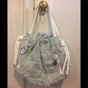 NWOT See By Chloe Frayed Faded Denim Shoulder Bag
